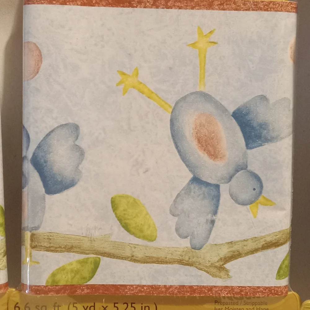 LOT OF 3 Sunworthy Blue Birds Prepasted Borders 5Yd X 5.25” Each NEW SEALED